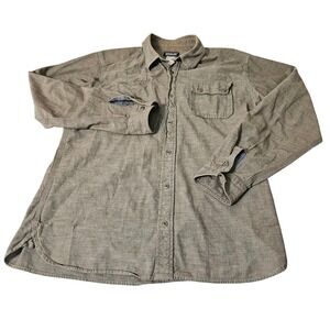Patagonia Button Shirt Mens XL Grey Organic Cotton Long Sleeve Utility hiking